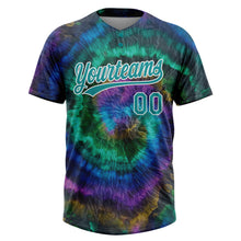 Load image into Gallery viewer, Custom Tie Dye Teal-White 3D Two-Button Unisex Softball Jersey