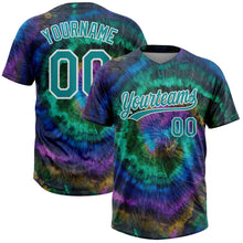 Load image into Gallery viewer, Custom Tie Dye Teal-White 3D Two-Button Unisex Softball Jersey