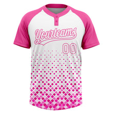 Load image into Gallery viewer, Custom Pink White 3D Pattern Two-Button Unisex Softball Jersey