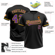Load image into Gallery viewer, Custom Black Purple-Yellow Two-Button Unisex Softball Jersey