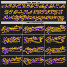 Load image into Gallery viewer, Custom Black Purple-Yellow Two-Button Unisex Softball Jersey