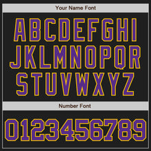 Load image into Gallery viewer, Custom Black Purple-Yellow Two-Button Unisex Softball Jersey