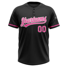 Load image into Gallery viewer, Custom Black Pink-White Two-Button Unisex Softball Jersey