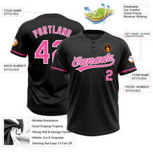Load image into Gallery viewer, Custom Black Pink-White Two-Button Unisex Softball Jersey