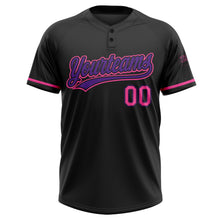 Load image into Gallery viewer, Custom Black Pink-Purple Two-Button Unisex Softball Jersey