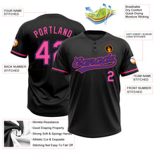 Load image into Gallery viewer, Custom Black Pink-Purple Two-Button Unisex Softball Jersey