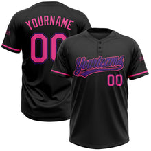 Load image into Gallery viewer, Custom Black Pink-Purple Two-Button Unisex Softball Jersey