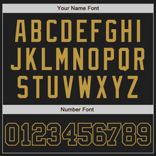 Load image into Gallery viewer, Custom Black Black-Old Gold Two-Button Unisex Softball Jersey