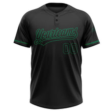 Load image into Gallery viewer, Custom Black Black-Kelly Green Two-Button Unisex Softball Jersey