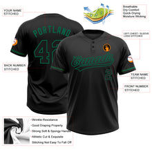 Load image into Gallery viewer, Custom Black Black-Kelly Green Two-Button Unisex Softball Jersey
