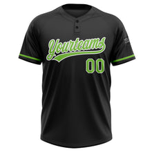 Load image into Gallery viewer, Custom Black Neon Green-White Two-Button Unisex Softball Jersey