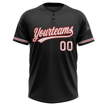 Load image into Gallery viewer, Custom Black White-Red Two-Button Unisex Softball Jersey