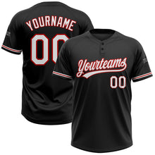 Load image into Gallery viewer, Custom Black White-Red Two-Button Unisex Softball Jersey