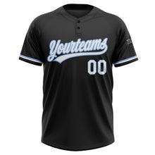 Load image into Gallery viewer, Custom Black White-Light Blue Two-Button Unisex Softball Jersey
