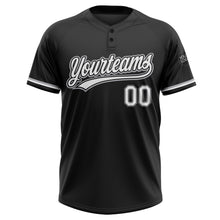 Load image into Gallery viewer, Custom Black White-Gray Two-Button Unisex Softball Jersey