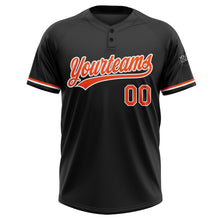 Load image into Gallery viewer, Custom Black Orange-White Two-Button Unisex Softball Jersey