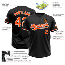 Load image into Gallery viewer, Custom Black Orange-White Two-Button Unisex Softball Jersey