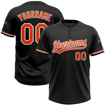 Load image into Gallery viewer, Custom Black Orange-White Two-Button Unisex Softball Jersey