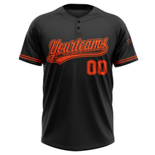 Load image into Gallery viewer, Custom Black Orange Two-Button Unisex Softball Jersey