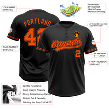 Load image into Gallery viewer, Custom Black Orange Two-Button Unisex Softball Jersey