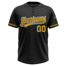 Load image into Gallery viewer, Custom Black Gold-White Two-Button Unisex Softball Jersey