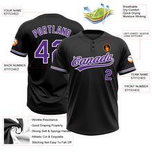 Load image into Gallery viewer, Custom Black Purple-White Two-Button Unisex Softball Jersey