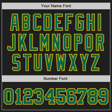 Load image into Gallery viewer, Custom Black Kelly Green-Yellow Two-Button Unisex Softball Jersey