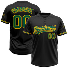Load image into Gallery viewer, Custom Black Kelly Green-Yellow Two-Button Unisex Softball Jersey