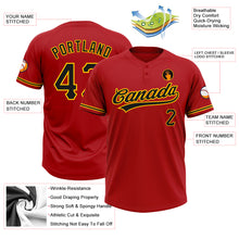 Load image into Gallery viewer, Custom Red Black-Yellow Two-Button Unisex Softball Jersey
