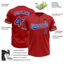 Load image into Gallery viewer, Custom Red Royal-White Two-Button Unisex Softball Jersey
