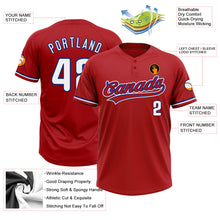 Load image into Gallery viewer, Custom Red White-Royal Two-Button Unisex Softball Jersey