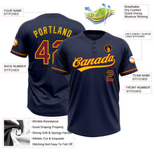 Load image into Gallery viewer, Custom Navy Crimson-Yellow Two-Button Unisex Softball Jersey