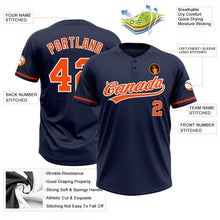 Load image into Gallery viewer, Custom Navy Orange-White Two-Button Unisex Softball Jersey