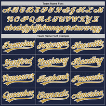 Load image into Gallery viewer, Custom Navy Old Gold-White Two-Button Unisex Softball Jersey