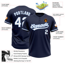 Load image into Gallery viewer, Custom Navy White-Light Blue Two-Button Unisex Softball Jersey