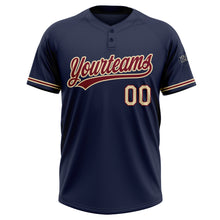 Load image into Gallery viewer, Custom Navy City Cream-Crimson Two-Button Unisex Softball Jersey