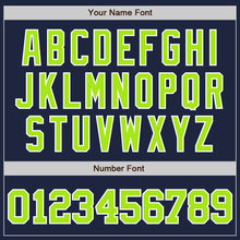 Load image into Gallery viewer, Custom Navy Neon Green-White Two-Button Unisex Softball Jersey