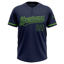 Load image into Gallery viewer, Custom Navy Navy-Neon Green Two-Button Unisex Softball Jersey