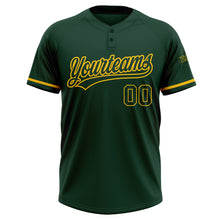 Load image into Gallery viewer, Custom Green Green-Yellow Two-Button Unisex Softball Jersey