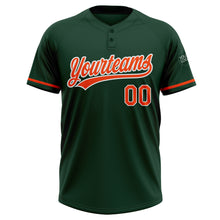 Load image into Gallery viewer, Custom Green Orange-White Two-Button Unisex Softball Jersey
