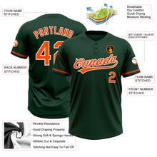 Load image into Gallery viewer, Custom Green Orange-White Two-Button Unisex Softball Jersey