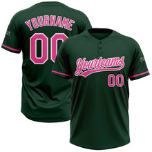 Load image into Gallery viewer, Custom Green Pink-White Two-Button Unisex Softball Jersey