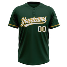Load image into Gallery viewer, Custom Green White-Old Gold Two-Button Unisex Softball Jersey