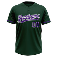Load image into Gallery viewer, Custom Green Purple-White Two-Button Unisex Softball Jersey