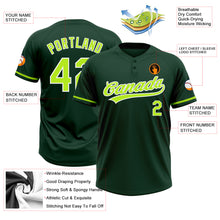 Load image into Gallery viewer, Custom Green Neon Green-White Two-Button Unisex Softball Jersey