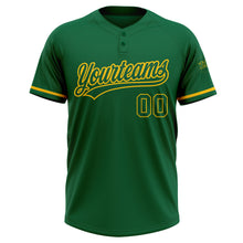 Load image into Gallery viewer, Custom Kelly Green Kelly Green-Yellow Two-Button Unisex Softball Jersey
