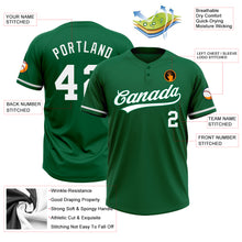 Load image into Gallery viewer, Custom Kelly Green White Two-Button Unisex Softball Jersey