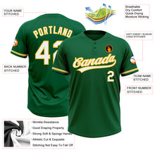 Load image into Gallery viewer, Custom Kelly Green White-Yellow Two-Button Unisex Softball Jersey