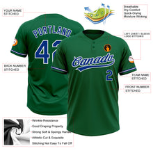 Load image into Gallery viewer, Custom Kelly Green Royal-White Two-Button Unisex Softball Jersey