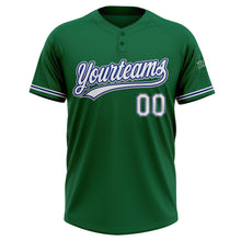 Load image into Gallery viewer, Custom Kelly Green White Royal-Gray Two-Button Unisex Softball Jersey